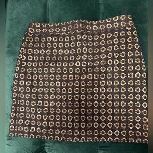 LOFT Black and Gold Floral Mini Skirt
